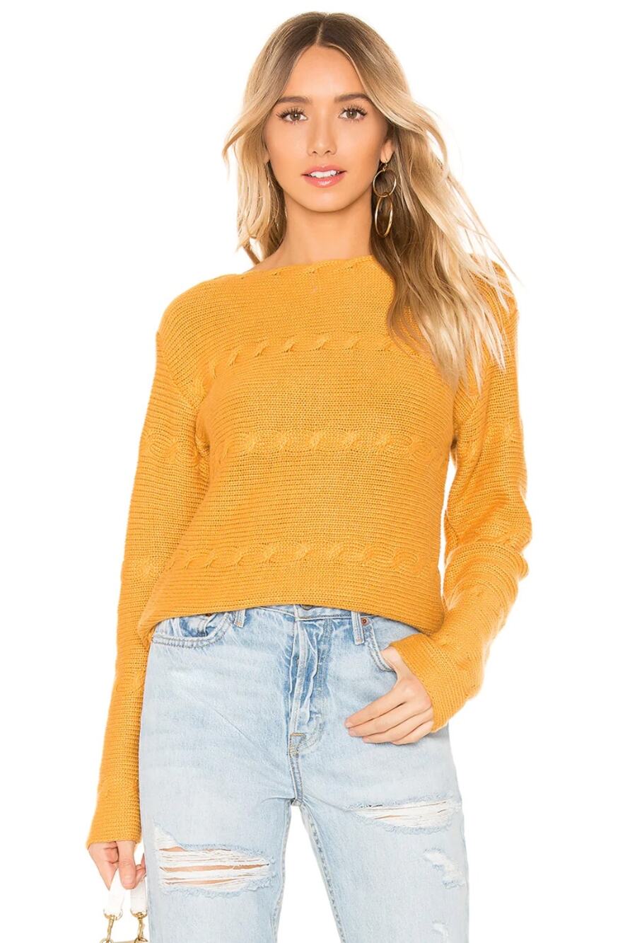 Tularosa Revolve Show Sweater Mustard Yellow Cable Knit S Small $168